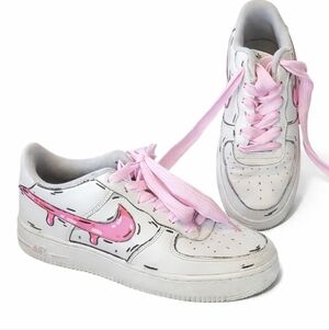 Nike Pink Cartoon Dripp Sneaker Women's 7.5 /Youth 6 Graffiti Artsy, Streetwear